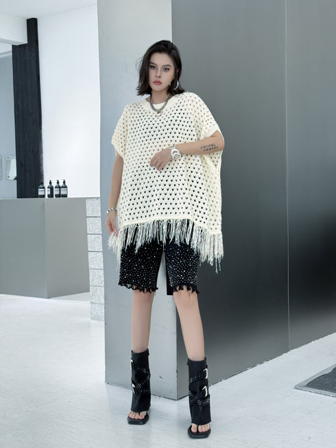 Fringe Knit Oversize Top